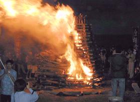 Bonfire festival held at the northern tip of the Okinawa
